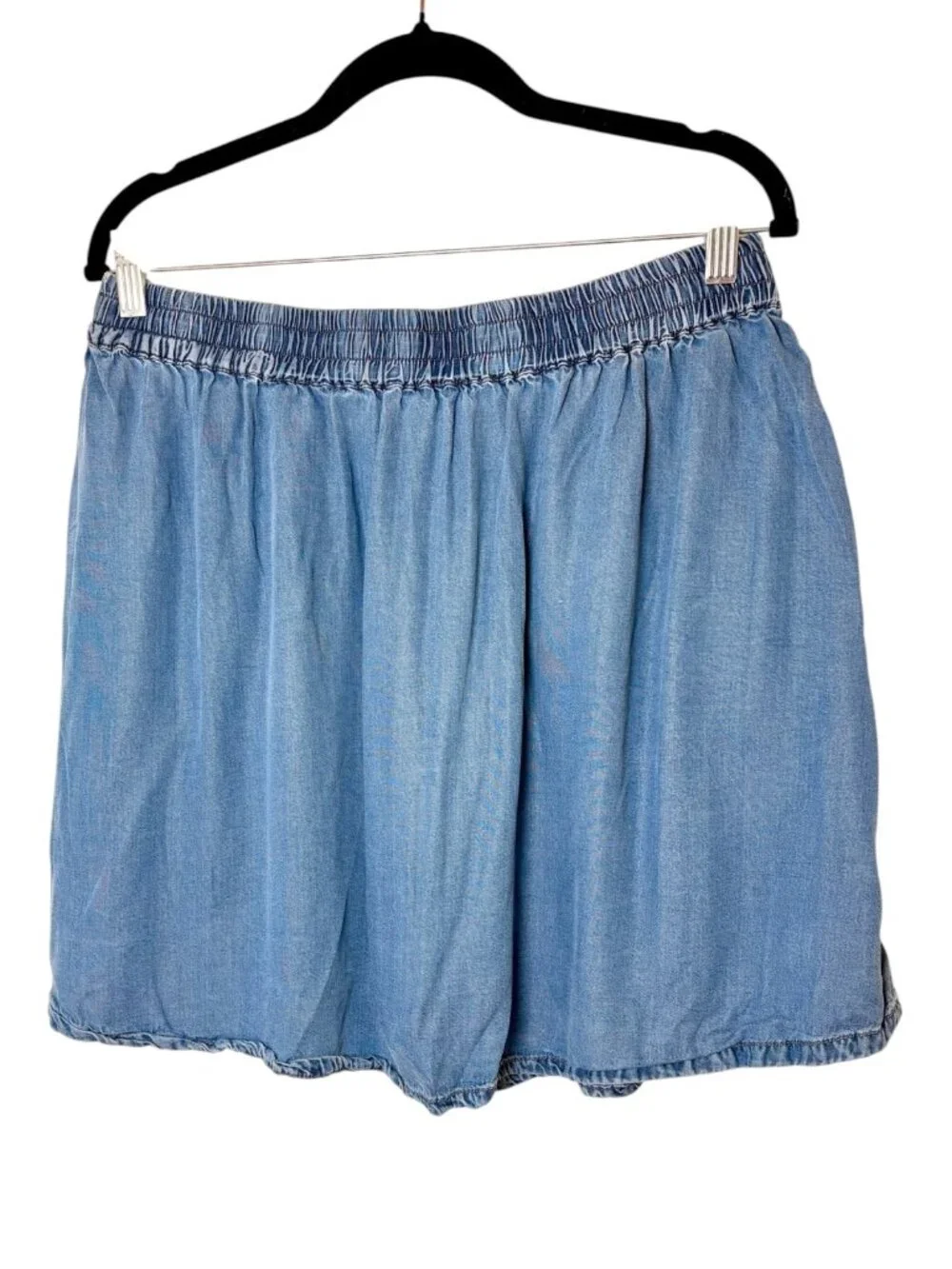 Forever 21 Plus Blue Denim Chambray Skater Skirt Boho Western Size XL